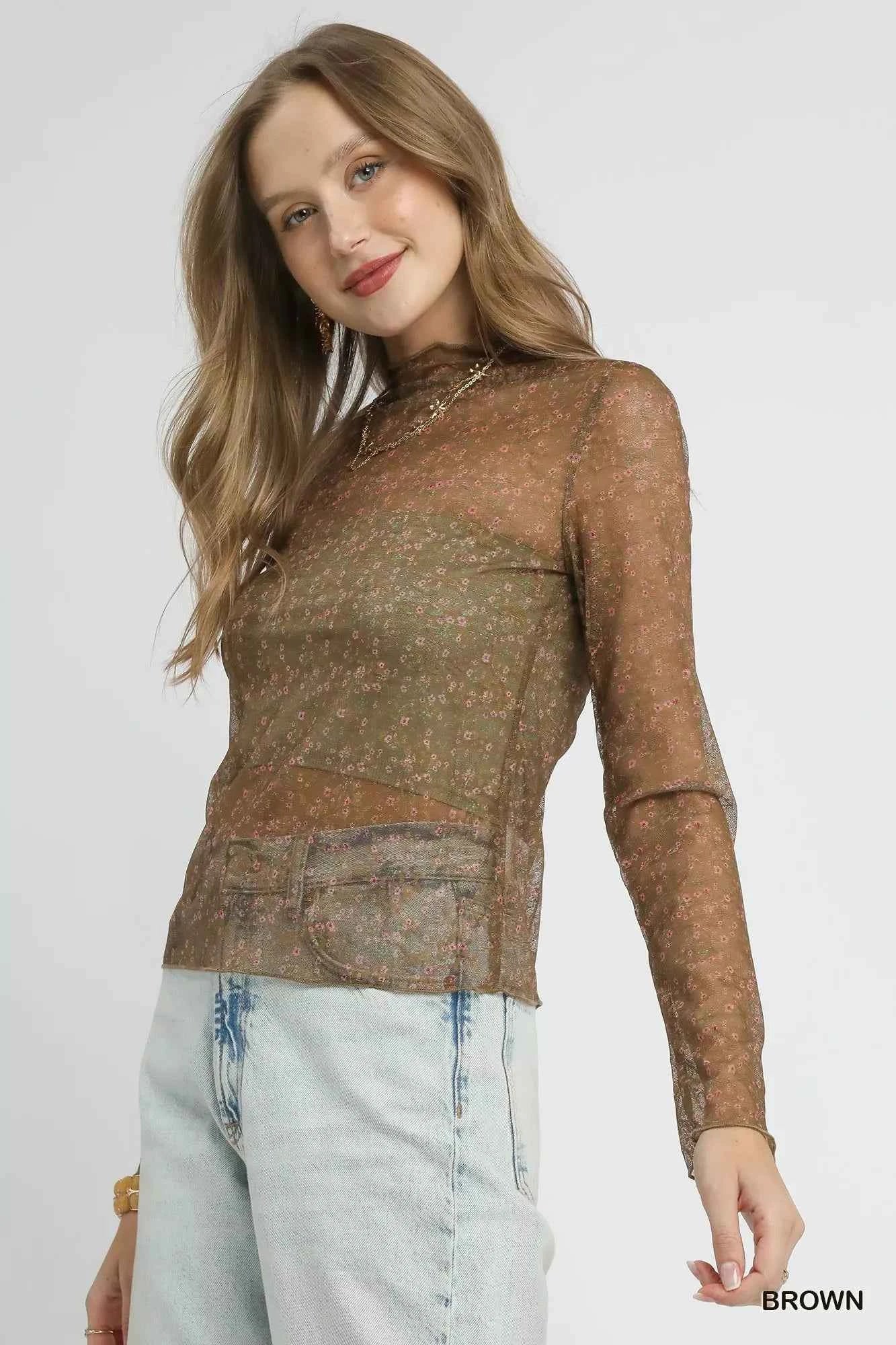 Umgee Nylon Lace Mesh Long Sleeve Top 3bdeb4c3-d9ed-4b38-b616-73ad66b9b7b9-Max-Origin