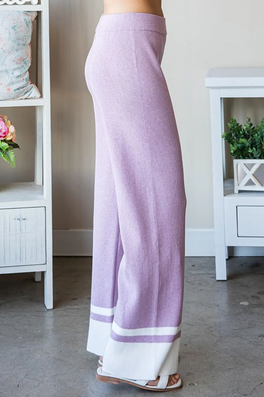 Contrast Ribbed Knit Pants 3be6f6d1-7a1d-465a-993d-4875a3d7a8d3-Max
