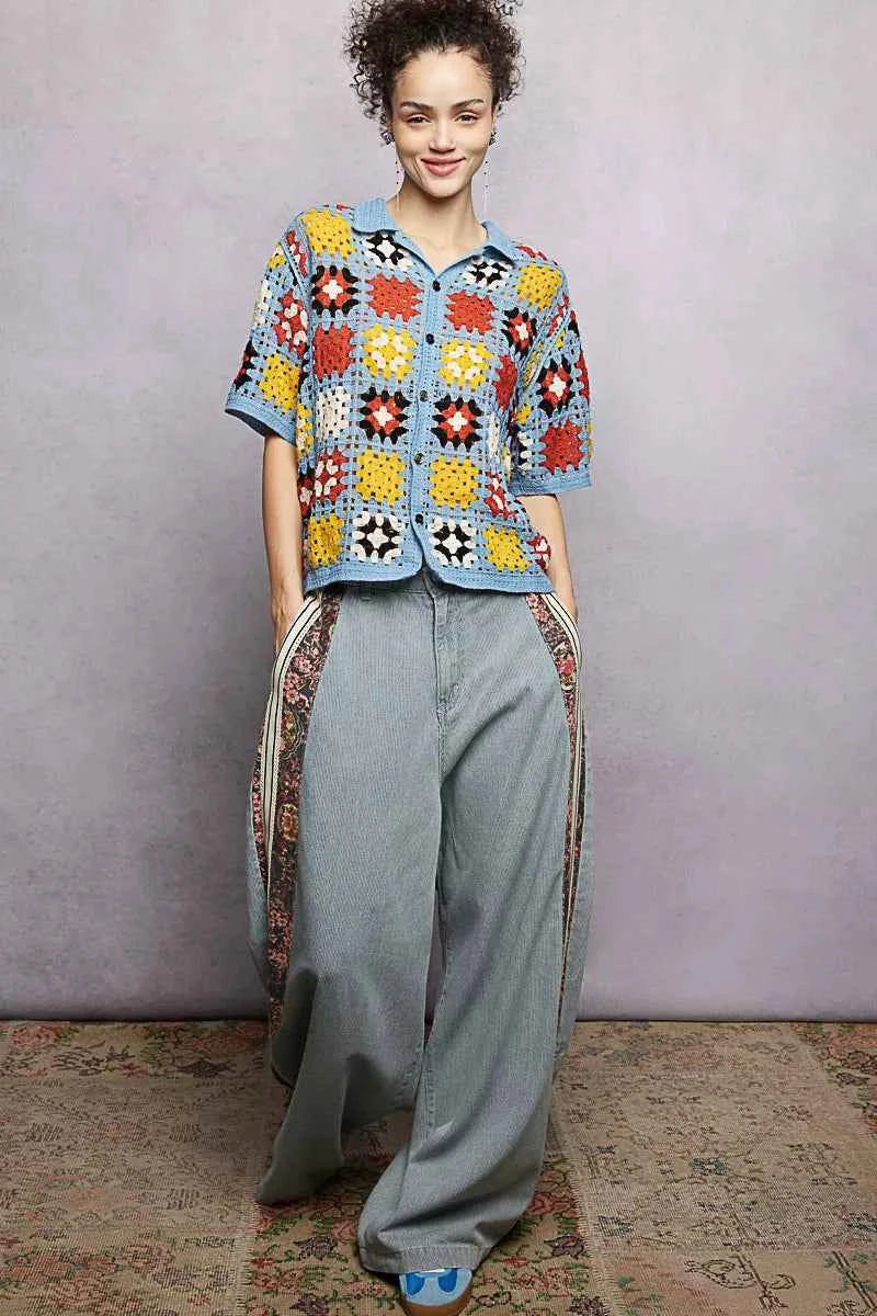 POL Crochet Short Sleeve Relaxed Fit Shirt 3bf176f7-2686-4ff3-a468-2f116bf1166c-Max-Origin
