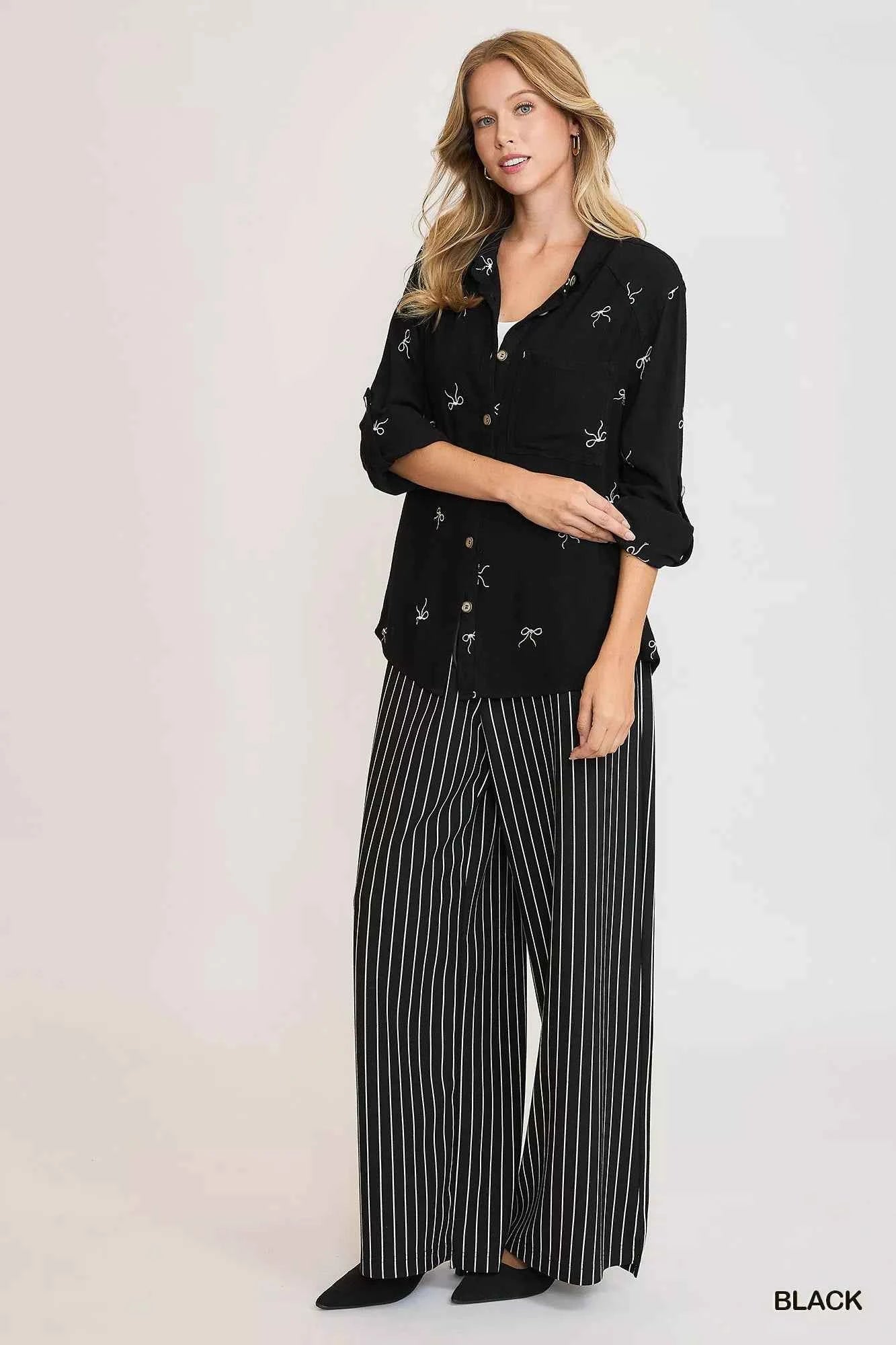 Linen Blend Fitted Shirt with Ribbon Embroidery Details 3bf25aea-2286-451c-81cd-3a294228e285-Max-Origin