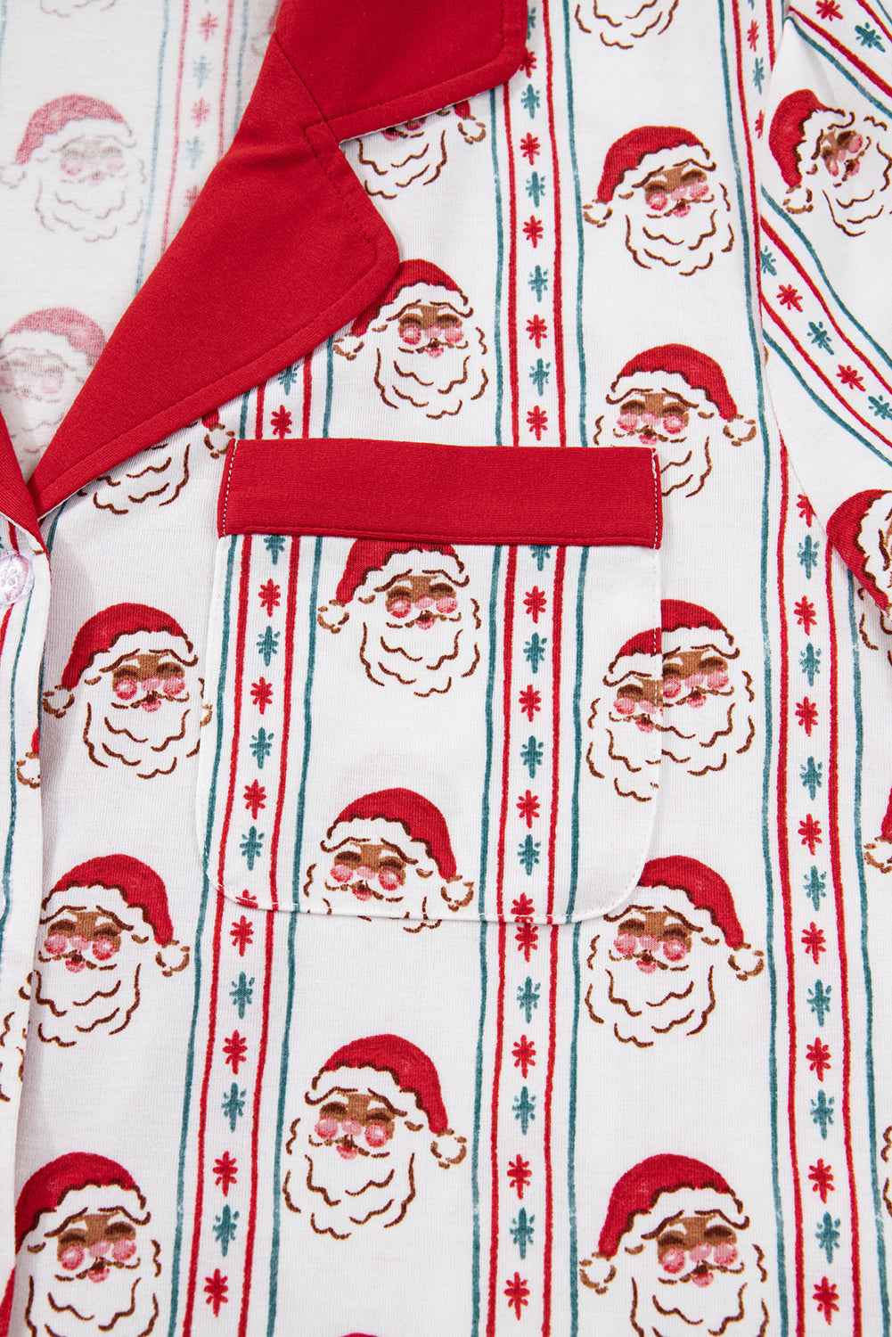 White Christmas Santa Claus Contrast Ruffle Trim Pajama Set 3bf2bd897d7d1229