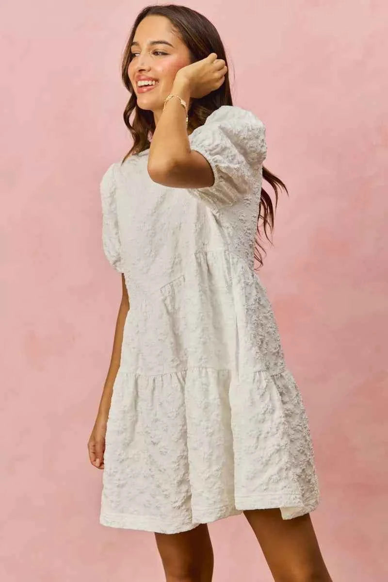 SO ME Floral Jacquard Diagnol Tiered Short Mini Dress 3bf618a59a854df3a3941e2d07268145-Max-Origin