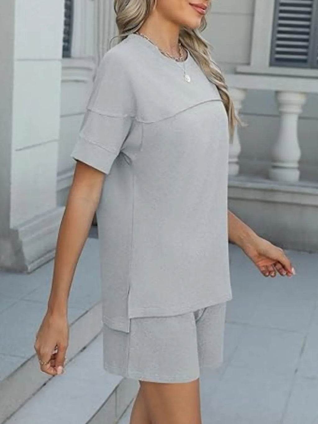 Round Neck Short Sleeve Top and Shorts Set 3bf748d0-d830-440c-9958-bd4ff2e8b185-Max-Origin