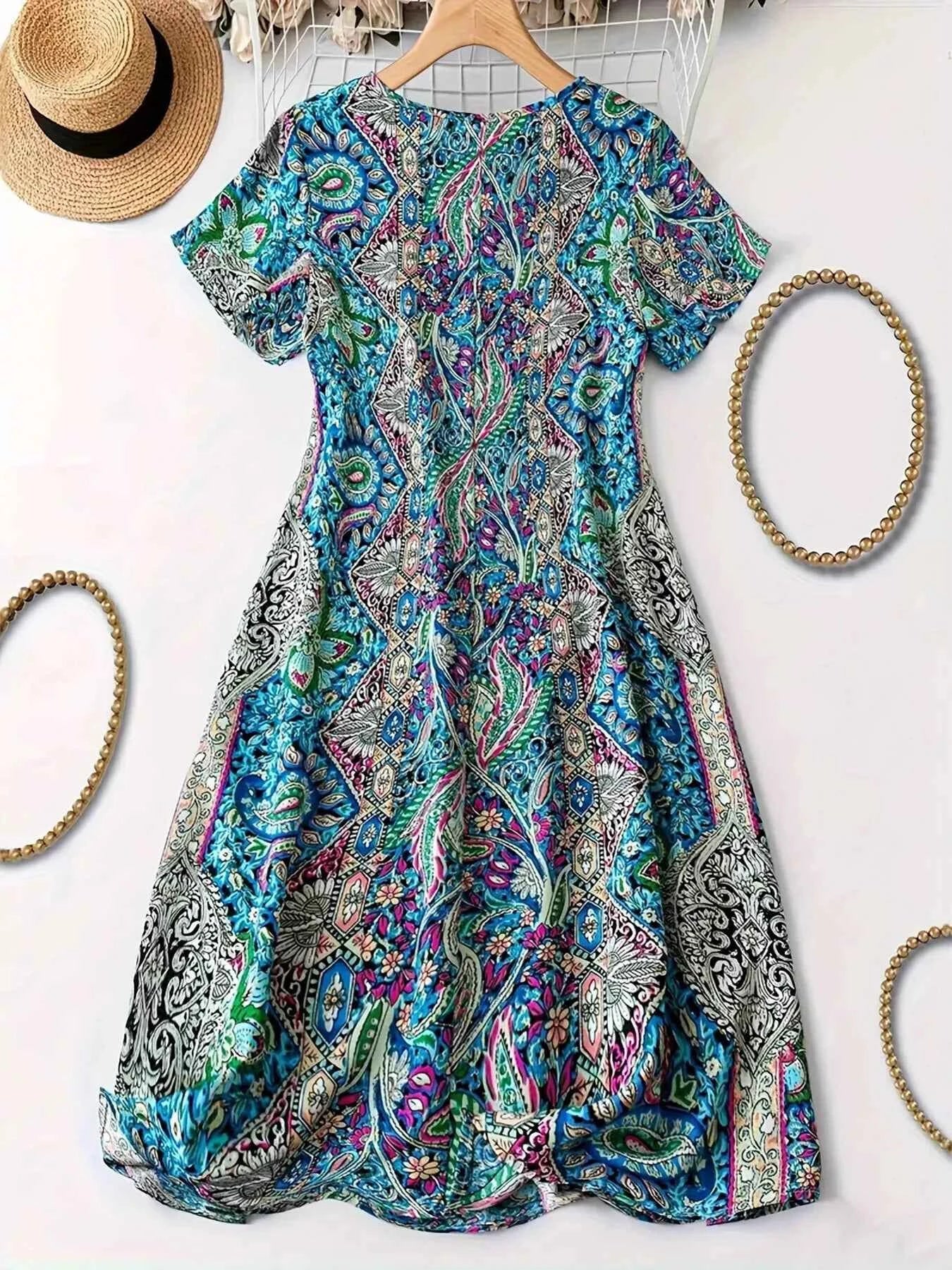 Plus Size Paisley Print V-Neck Short Sleeve Dress 3bf7b8a38cea46e89ebc88458653273c-Max-Origin