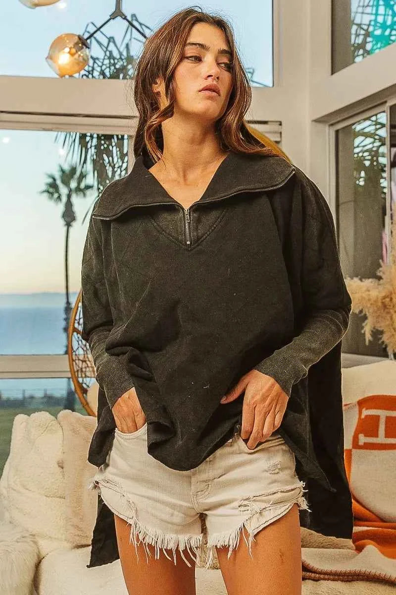 BiBi Vintage Washed Quilted Half Zip Top 3c10d69a14164c238c679c8aae27ce46-Max-Origin