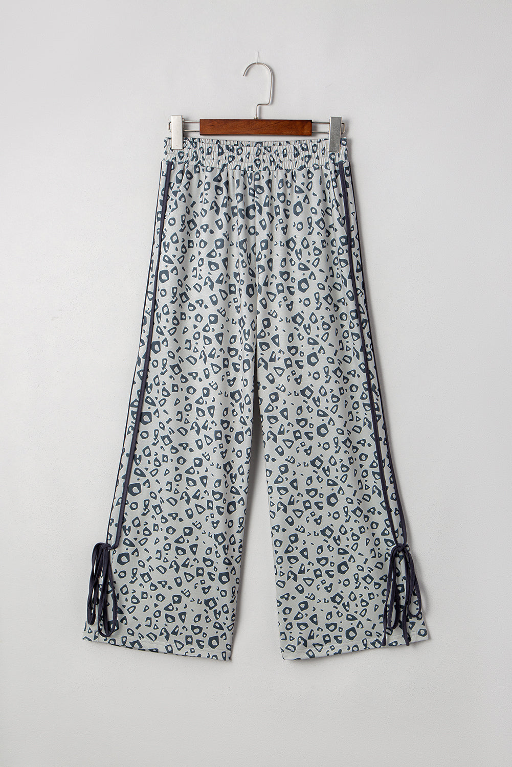 Khaki Leopard Print High Rise Knot Side Pants 3c135105095b4690