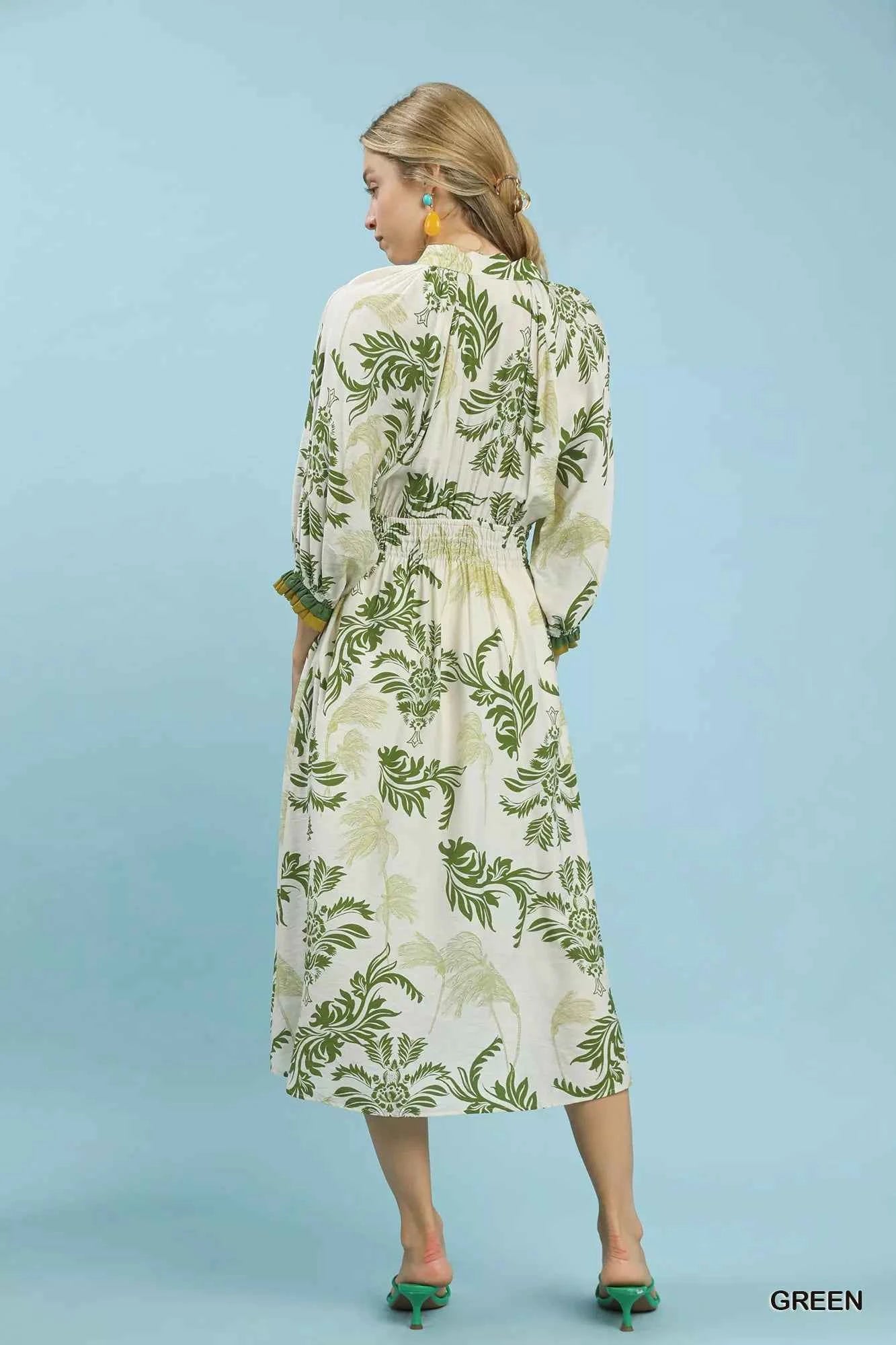 Umgee Tropical Print Button Detail Midi Dress 3c184cb9-0e1d-4759-ae47-8fed1af5d4a5-Max-Origin