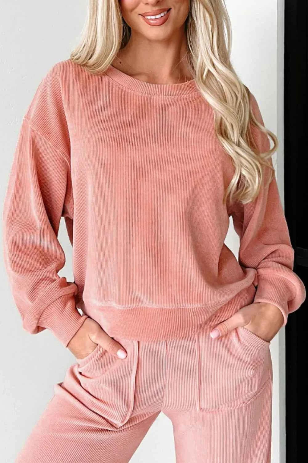 Round Neck Long Sleeve Top and Pants Set 3c1c2d6e-8875-40d1-b5da-6209586f7379-Max