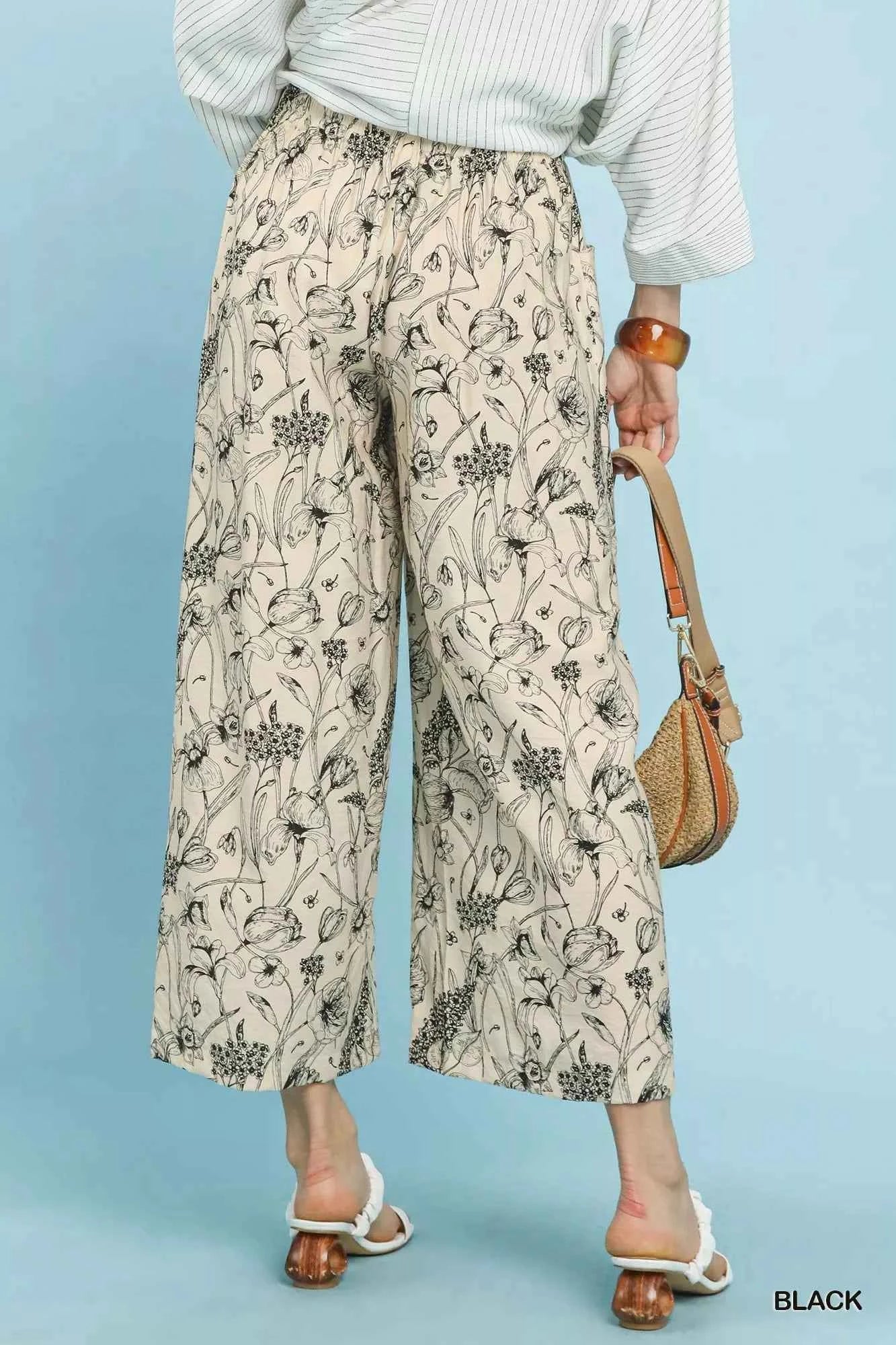 Umgee Two Tone Floral Print Pants 3c1e8470-00f4-49b3-86ab-d6dddbab9db7-Max-Origin