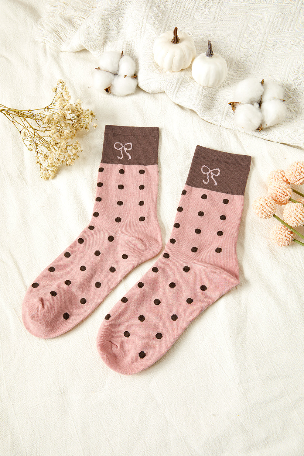 Blossom Bow Polka Dot Colorblock Socks 3c24dc826dd9b9ad