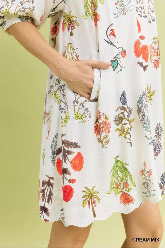 Floral Encyclopedia Print Mini Dress 3c43cd16-8732-47c6-81b7-ef3906586cb3-Max-Origin