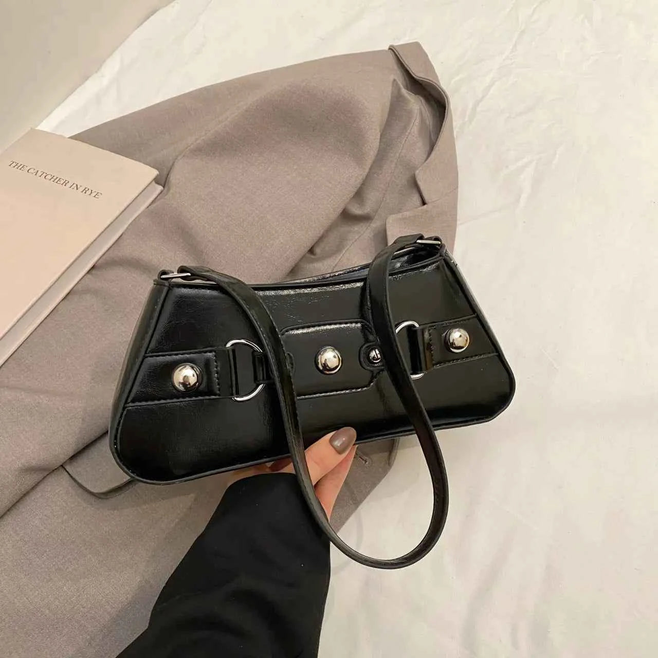PU Leather Shoulder Bag with Buckle Details Black onesize 3c4b193785984a14ae35c59e7303dbf3-Max-Origin