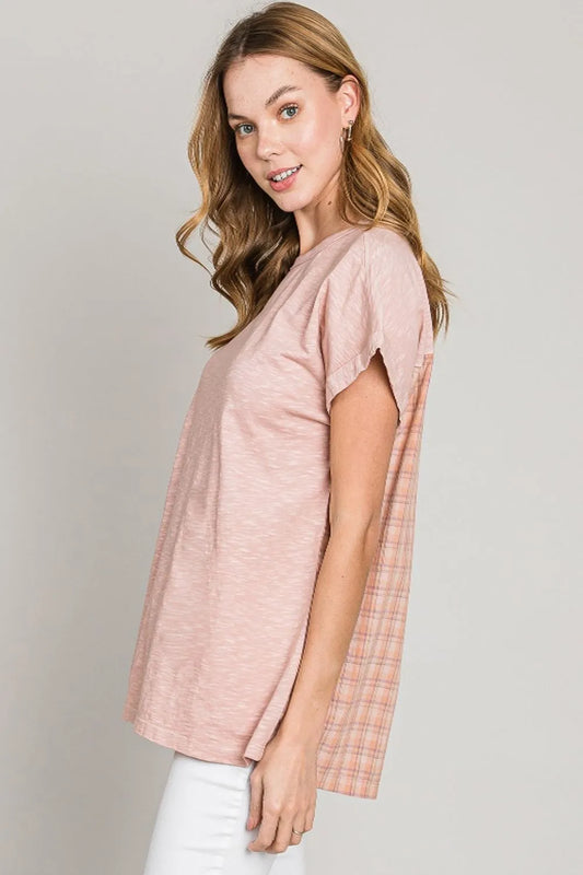 Cotton Bleu by Nu Label Plaid Short Sleeve T-Shirt 3c4b2a6a-bea3-4776-9424-6764eb897bbe-Max