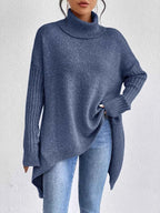 Turtleneck High-Low Hem Sweater