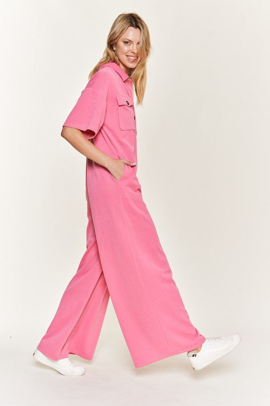 Basic Collar Shirt Wide leg Jumpsuit 3c4edc1a-1e91-4d0a-8980-560cf1236908