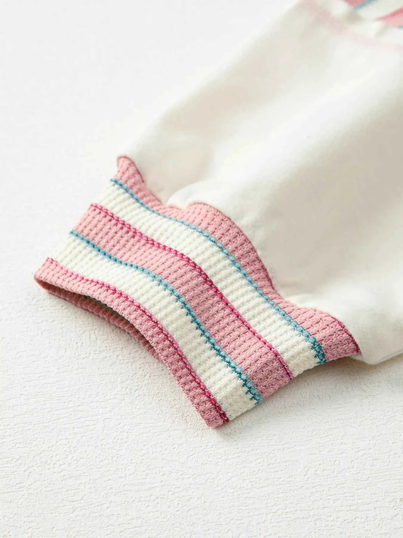 Stripe Stitched Detail Color Block Patchwork Oversized Top 3c6139c5b70244ba899ca19e9bb2ac4a-Max-Origin