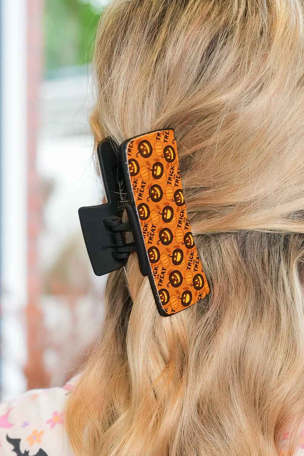 Orange Trick or Treat Halloween Print Hair Clip 3c6181dfc463ec37