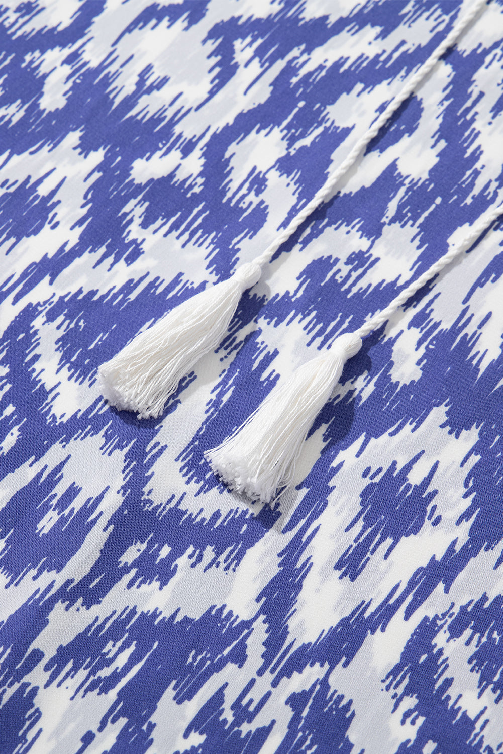 Sky Blue Geometric Print V Neck Casual Long Dress 3c718693c0dc2f8e