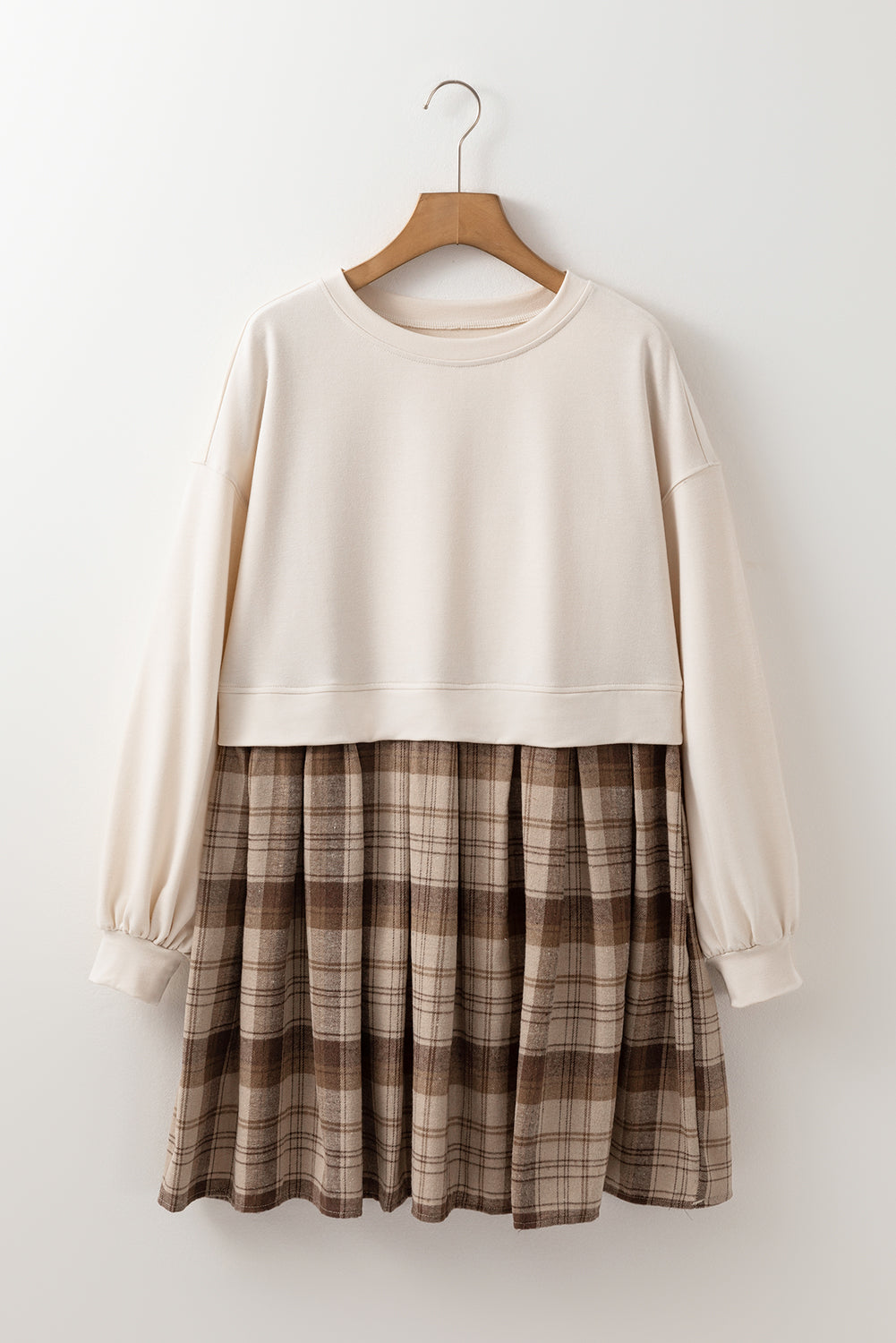 Black Plaid Patchwork High Waist Sweatshirt Mini Dress 3c77a969319202fe