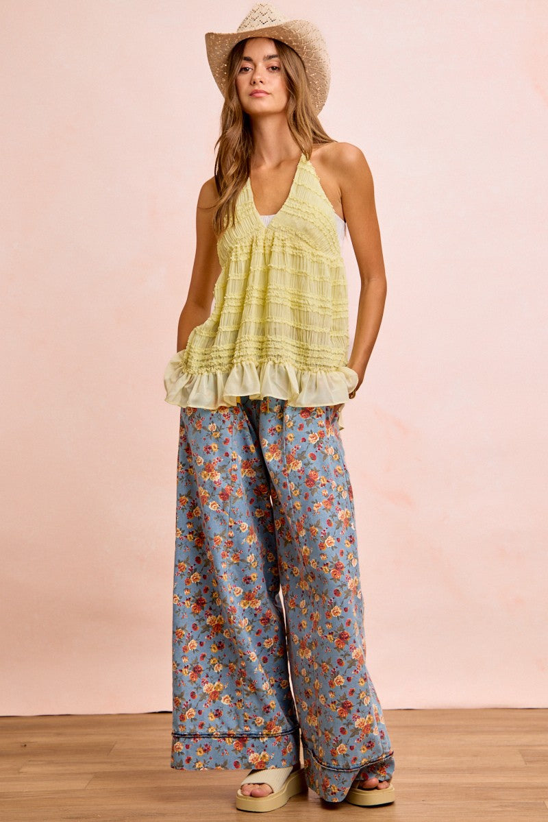 BiBi Floral Printed Drawstring Wide Pants 3c906ef113a547a78e86cf168e66937b-Max
