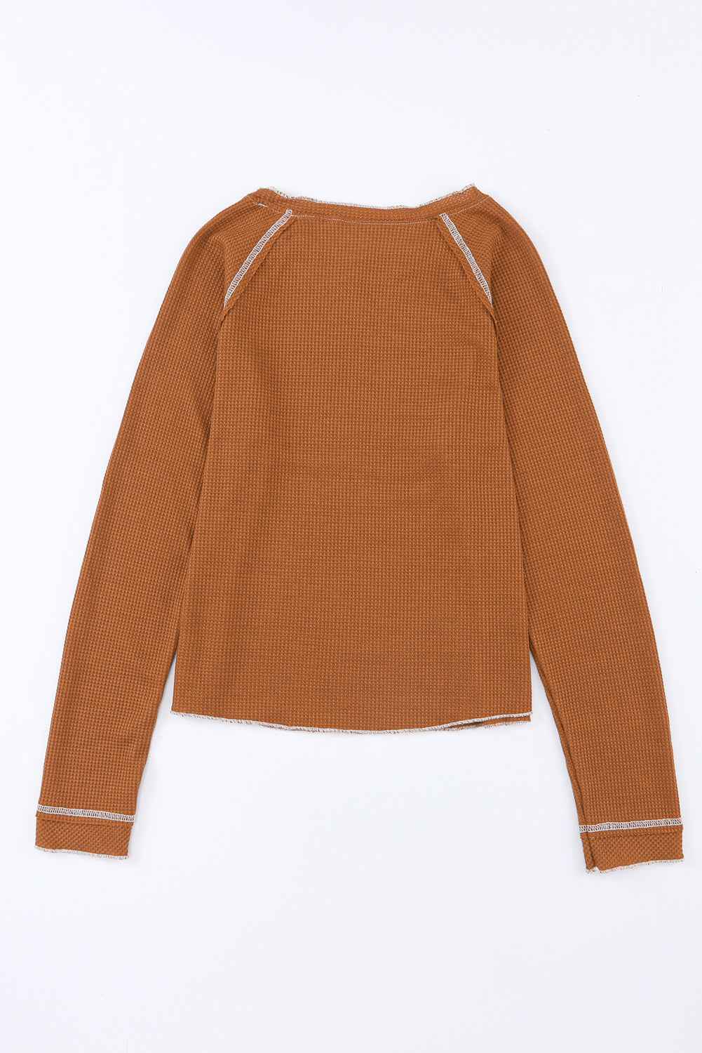Red Exposed Seam Textured Pullover Long Sleeve Top 3c953b0ee74a2076
