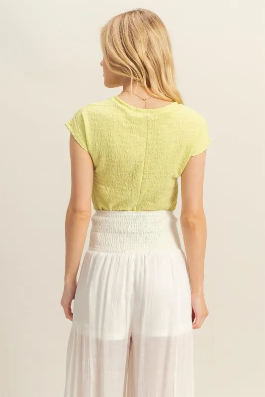 Textured Round Neck Cap Sleeve Knit Top 3c967694-a182-45af-98da-71802b2e5c5f-Max