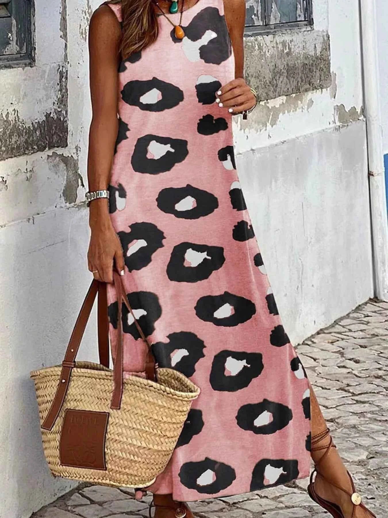 Slit Leopard Sleeveless Maxi Dress Pink 3c96b1829caa4909b4b205de564bbefc-Max-Origin