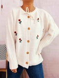 Rose Embroidered Button-Up Cardigan Beige One Size 3c97303b5df64ad4baf3208158431a71-Max-Origin