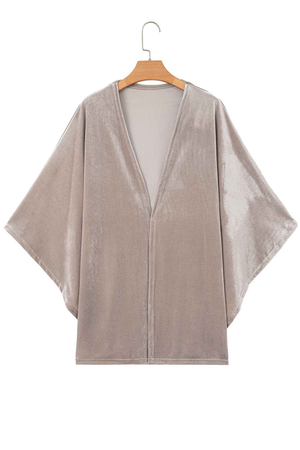 Smoke Gray 3/4 Sleeve Open Front Velvet Kimono 3c99edf452cabb14