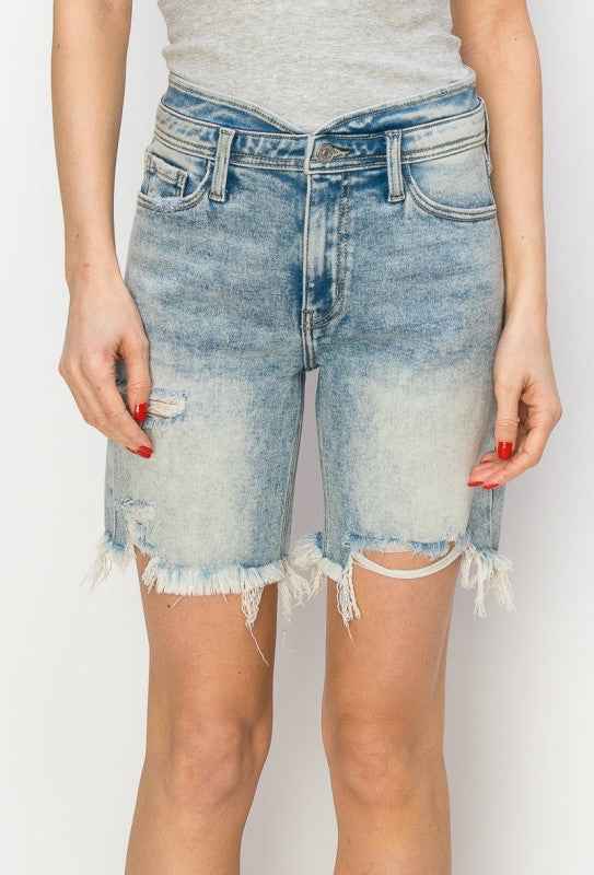 AT1037BML High Rise Bermuda Tulip Waistband Shorts 3c9dd717-719f-42cc-aa6b-1a3f878820cb