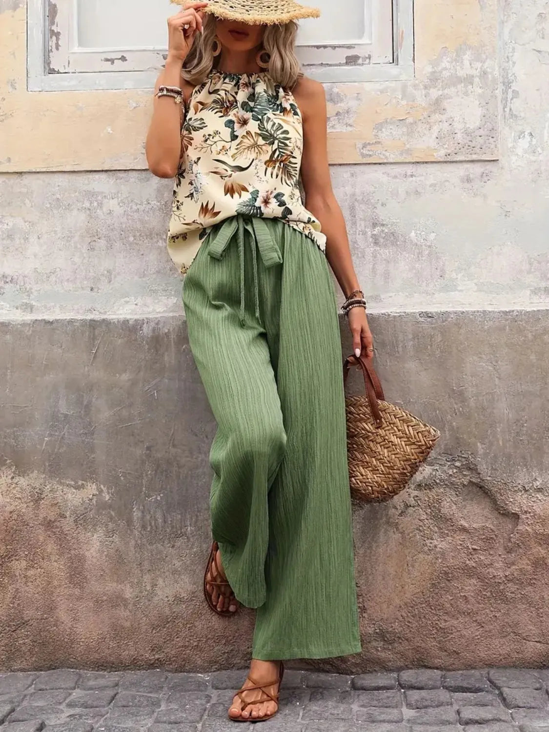 Printed Tank Top and Wide Leg Pants Set Sage 3caa6b5c-809c-4beb-a063-20a6a14d090e-Max-Origin