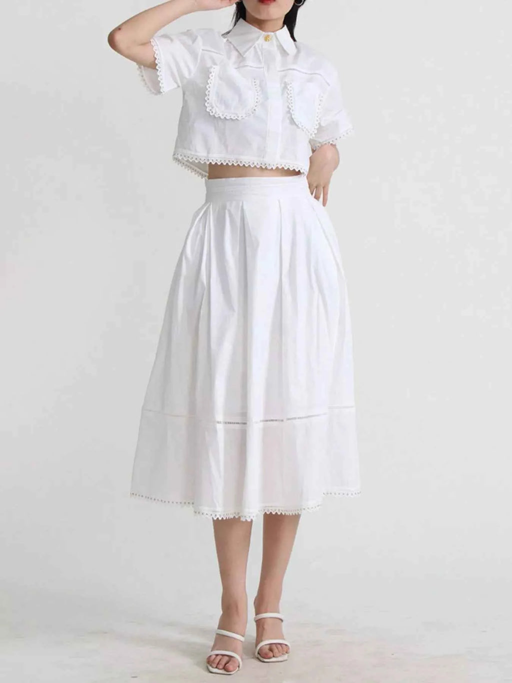Short Sleeve Shirt and Skirt Set White 3cb31073-2c38-458f-8221-91c7d3771305-Max-Origin