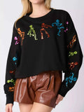 Halloween Colorful Sequin Skeleton Sweatshirt Black 3cb3e07b-4720-4899-9fb0-15c4b929b7bd-Max-Origin