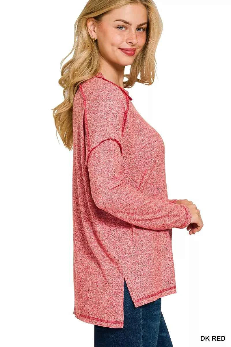 Zenana Full Size Melange Hacci Exposed Seam Hi-low Tee Plus Size 3cc3c85e7bc542aa9e6050e57594bdeb-Max-Origin
