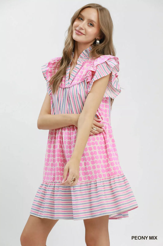 Mix Patchwork Flutter Sleeve Tiered Dress 3cce0e78-15fe-4a05-a989-d1b735077e02-Max-Origin