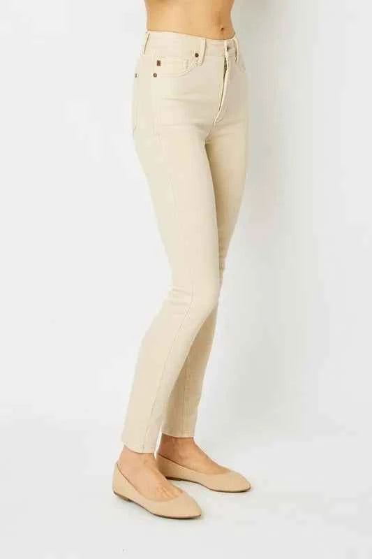 Full Size Garment Dyed Tummy Control Skinny Jeans 3cd0182d-223f-4092-ba9a-471e1523ddec-Max