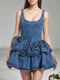 Ruffled Layered Scoop Neck Denim Dress Navy 3cd8d106ffb14a1599562572a1c51954-Max-Origin
