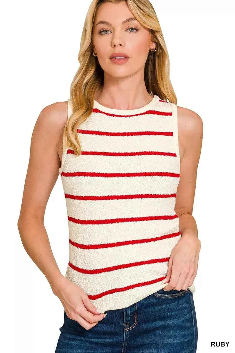 Zenana Round Neck Stripe Knit Tank Top RUBY 3cda2e7e705c47f288be0e7fc3596dd6-Max-Origin