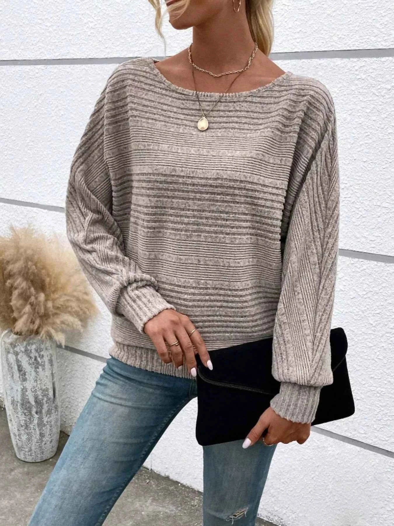 Ribbed Round Neck Long Sleeve Top 3cef4b63c091487091f36be438d4296c-Max-Origin