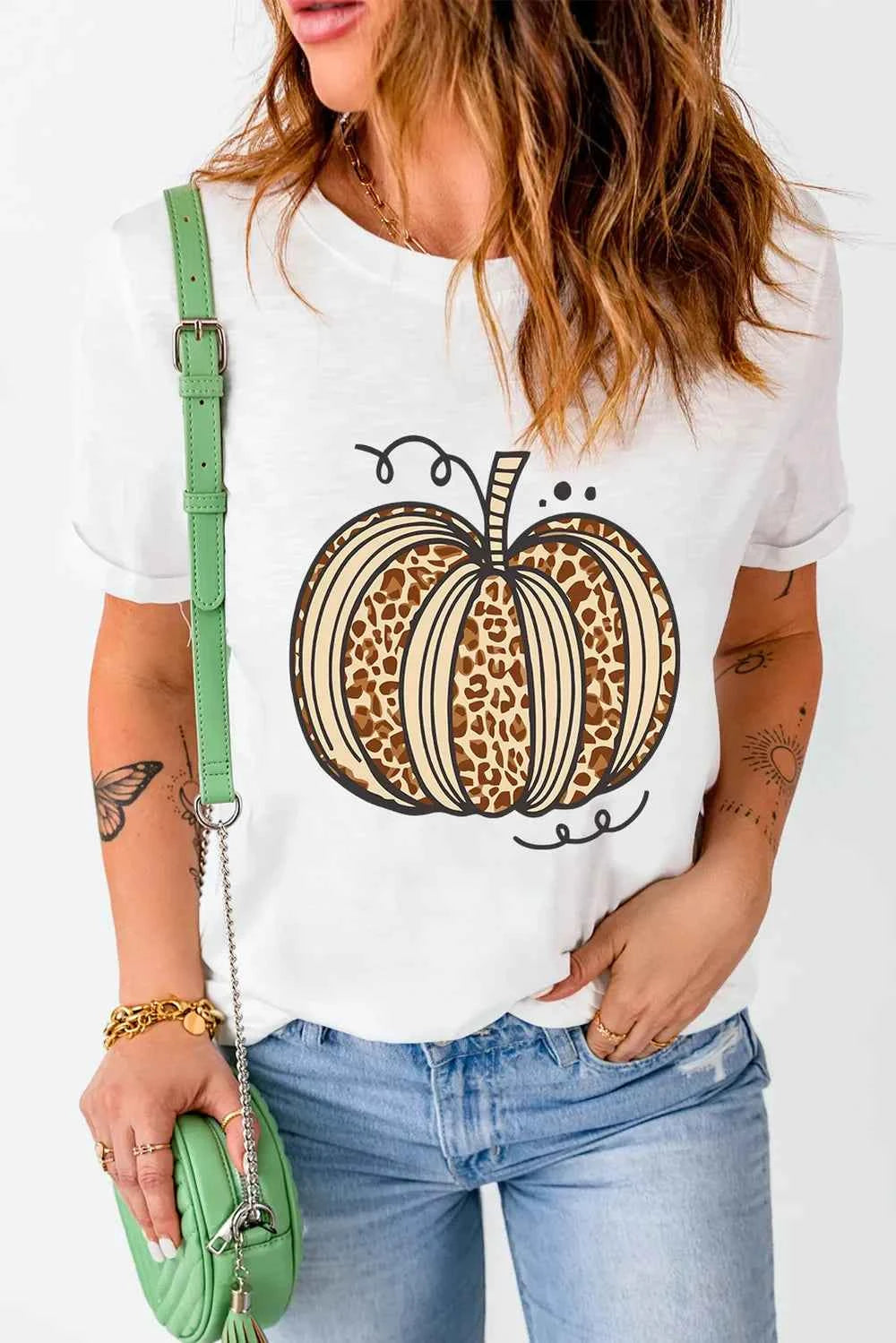 Pumpkin Round Neck Short Sleeve T-Shirt 3cef823e-dfe6-4b19-90b9-c9417156367b-Max