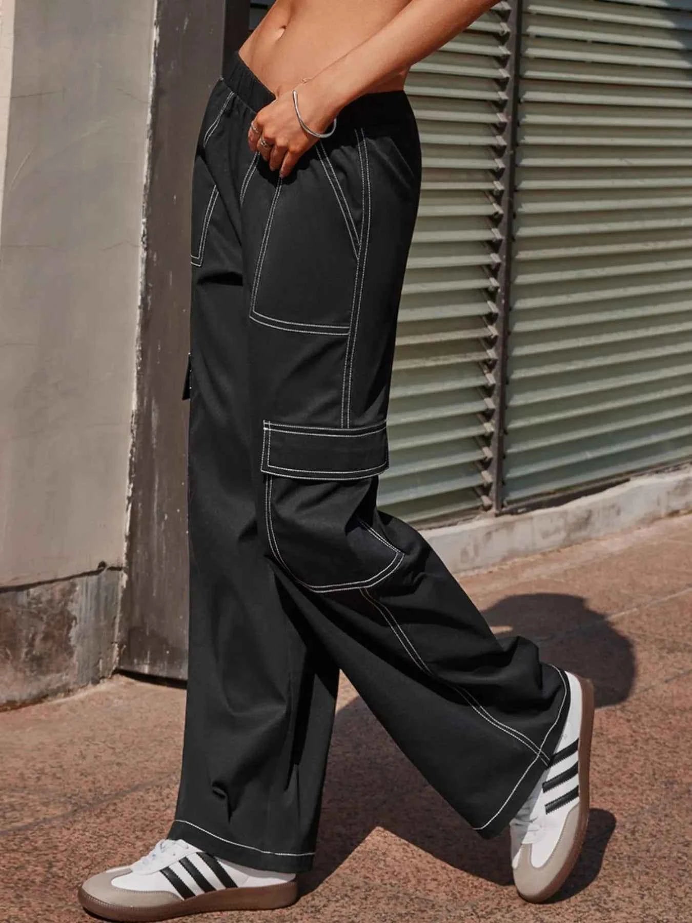 Wide Leg Pants with Contrast Stitching 3d04f497-7a3e-46c1-9cf6-d7521d1be0e5-Max-Origin