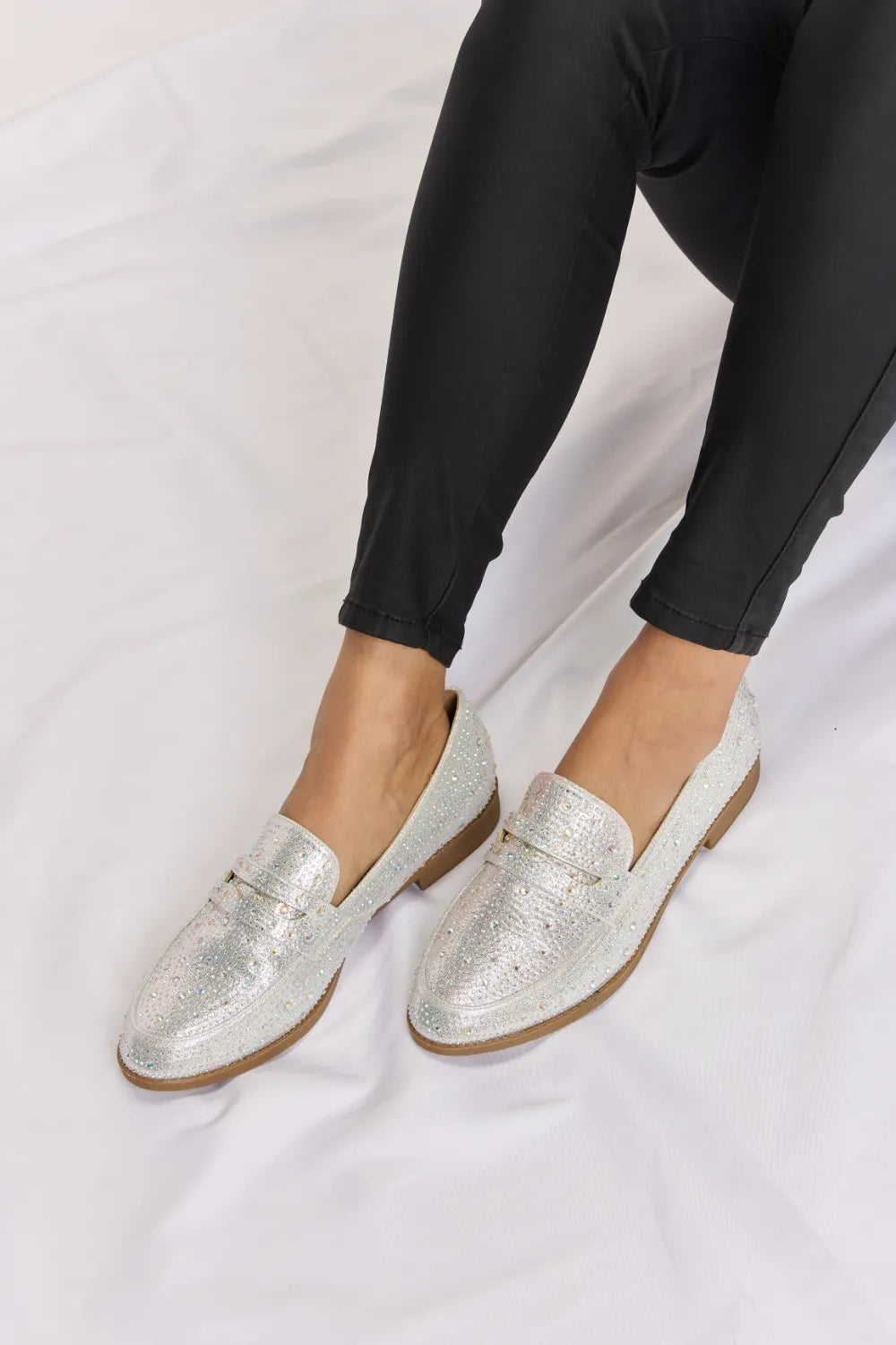 Forever Link Rhinestone Point Toe Loafers 3d12aed1-2a25-444c-bf84-05fb5db51c90-Max