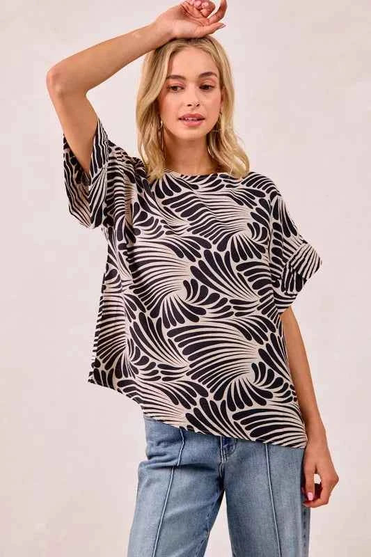 BiBi Print Woven Ruffled Sleeves Top 3d174c0e-ce1b-47ba-92be-a12dfebc035a-Max-Origin