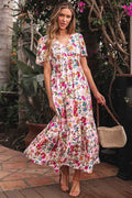 Kaitlyn Floral Short Sleeve Maxi Dress Red 3d3372b7-4723-4c9e-be51-1d5895dce79e