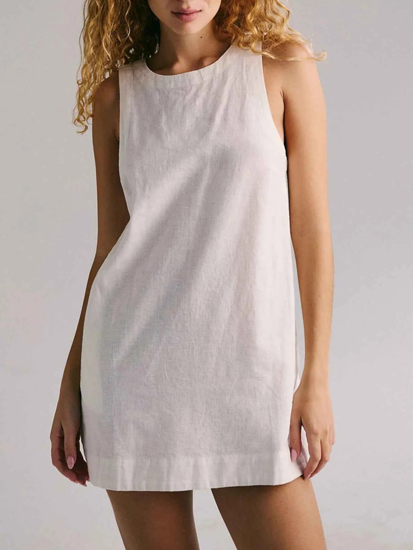 Backless Sleeveless Denim Mini Dress White 3d3839132d1c4ea78fc43b460691caa4-Max-Origin