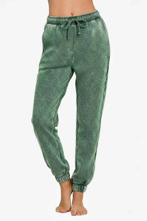 Acid Wash Fleece Sweatpants with Pockets DK GREEN 3d386481-6207-41b4-9da4-b7100b442dba-Max-Origin