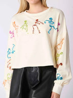 Halloween Colorful Sequin Skeleton Sweatshirt 3d3da110-086e-46da-b308-690160ae421c-Max-Origin