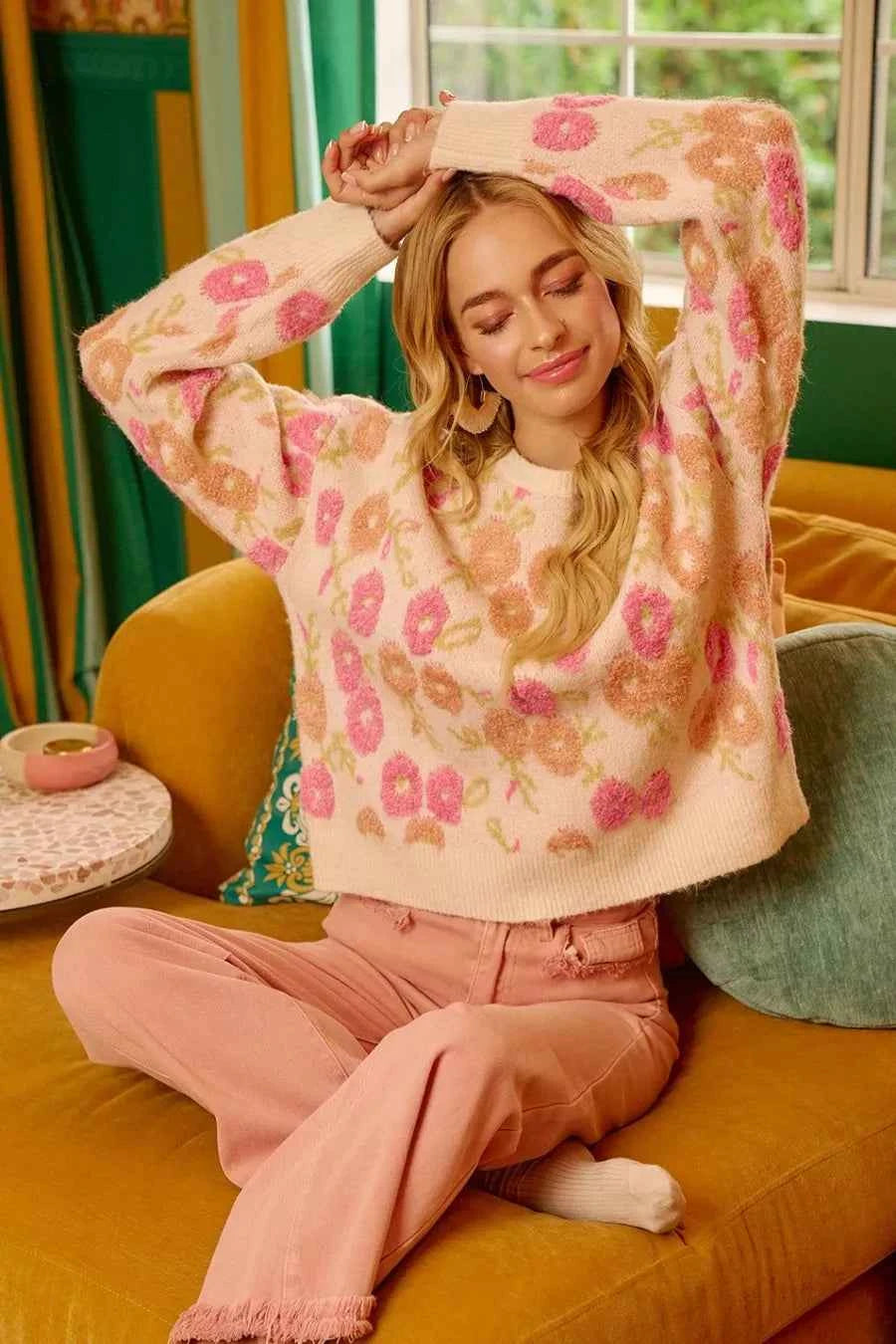 BiBi Towel Texture Floral Pattern Sweater 3d4656a61d3a4cf9bc1502c6df17a482-Max-Origin