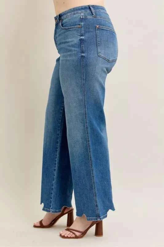 Judy Blue Full Size High Waist Tummy Control Chew Hem Destroy Wide Jeans Plus Size 3d4c9931-57b1-463b-8d89-a8776bd9b4ec-Max-Origin