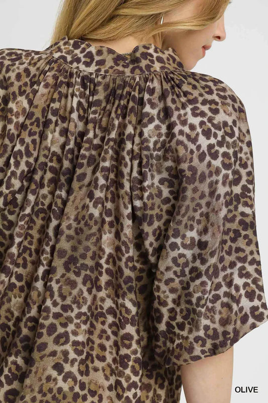 Leopard Bubble Sleeve Scalloped Hem Blouse 3d539bea-9c8c-4e51-9edd-8a5cdcb4d10c-Max-Origin